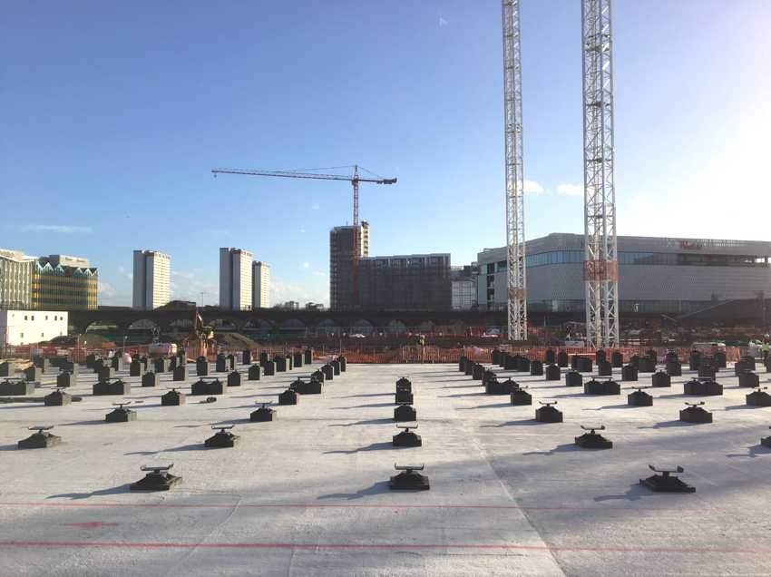 construction site showing modular foundations