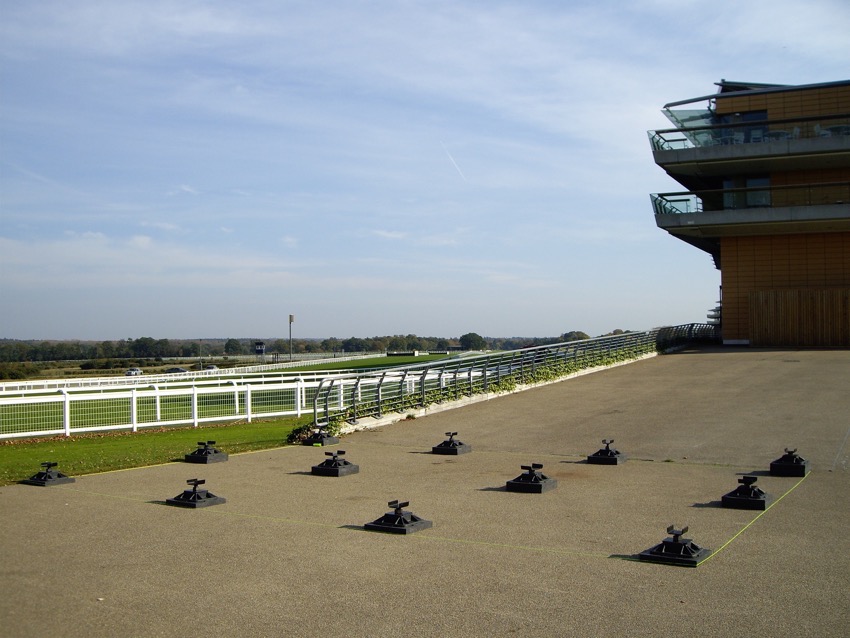 foundation pads being built at a race track