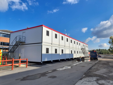 modular classroom foundations with stacked buildings