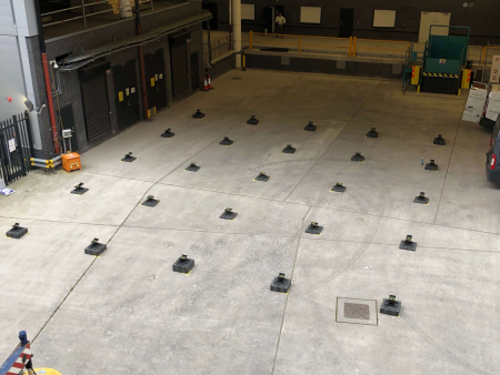 temporary foundations ready for the portakabin build for Manchester Healthcare